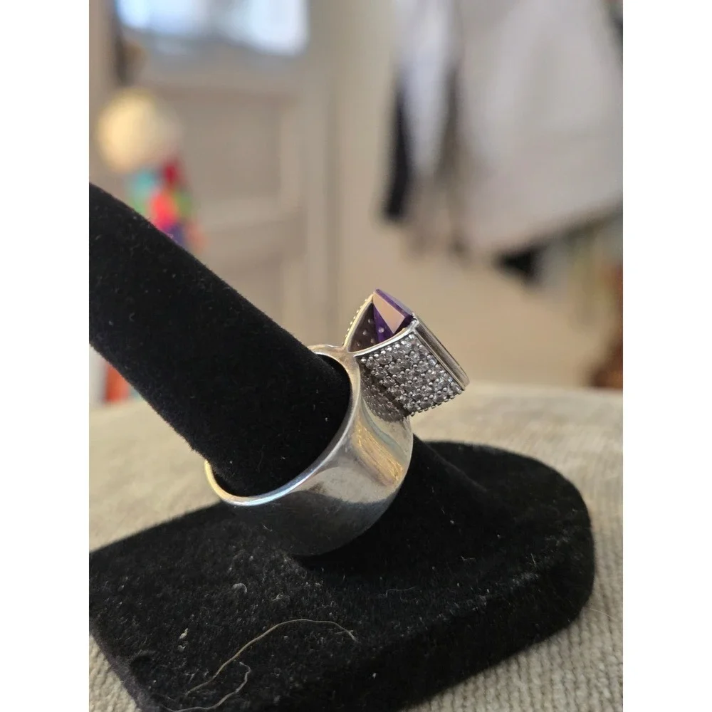 Artisan Amethyst Sterling Ring Sz 7.5 Vintage Stunning!